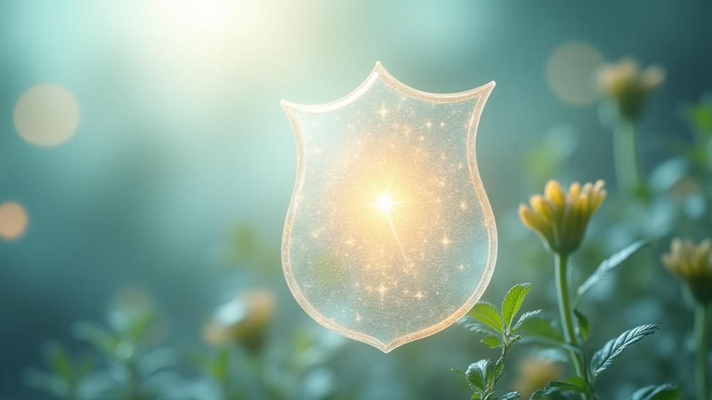 A visual metaphor for protection and disclaimer, perhaps a transparent shield icon layered over abstract wellness data, with a clear, calm, and reassuring aesthetic. The colors are soothing greens and blues.